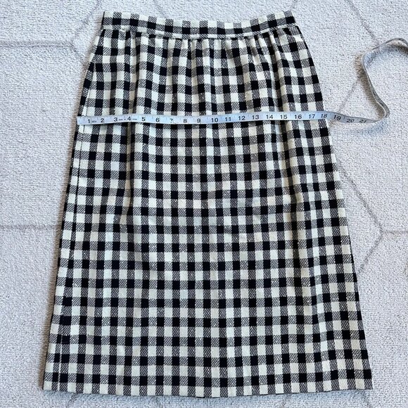 Talbots Classic Black and White Check Wool Blend Midi Pencil Skirt Sz M - Picture 5 of 7